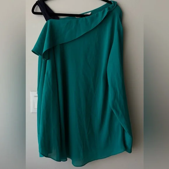 RACHEL Rachel Roy Teal Asymmetrical Top Blouse Plus Size